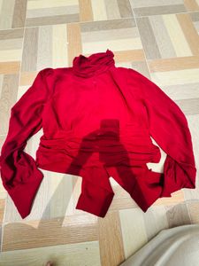 Red High Neck Top