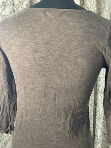 Marks &amp; Spencer Basic Brown 3/4 Sleeve Top