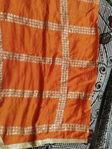 Orange duppta with Sequins