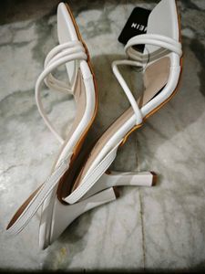SHEIN White Strappy Kitten Heel Sandals