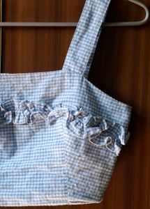 Trendy Blue Check Crop Top 💙