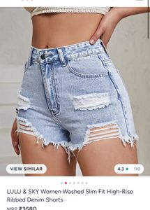 Light Wash Ripped Denim Shorts