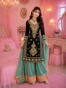 Elegant Black & Teal Kurta Set