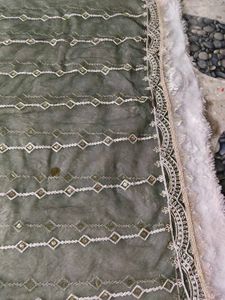 Embroidered Net Dark green dupatta