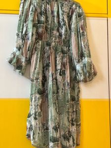 Flowy Printed Midi Dress with jean’s 👖