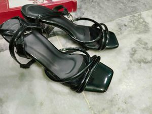 Chic Black Patent Block Heels