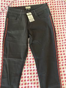 Black Jeans with Red Side Stripe