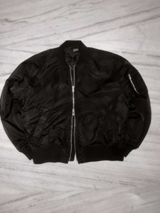Black Bomber Jacket double zipper