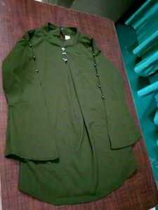 Stylish Olive Green Bell Sleeve Tunic Top