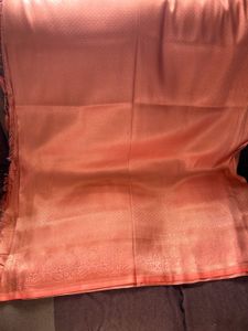 Peach Silk Saree with original unstitched blouse