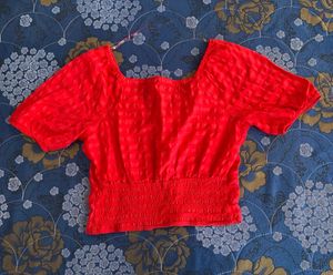 Smocked Red Crop Top