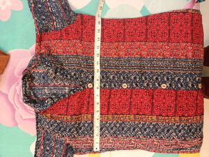 Vintage Red &amp; Blue Print Dress