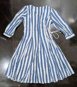 Blue &amp; White Striped Polka Dot Dress