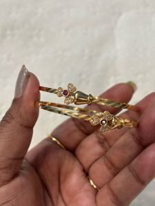 Elegant Gold Bangles with Stone Embellishments