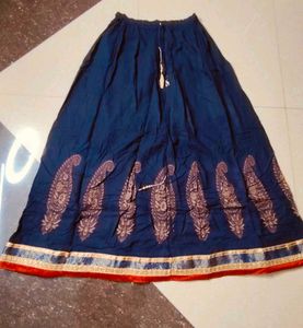 Elegant Navy Blue Skirt with Paisley Print