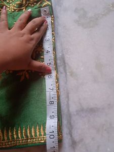 Emerald Green Silk Blouse with Gold Embroidery