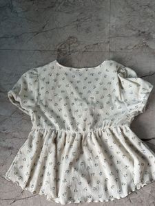 Floral Print Wrap Peplum Top