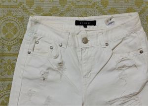 Imported Designer Distressed White Denim Jeans