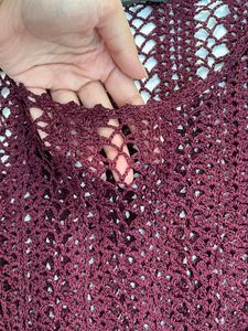 Burgundy Crochet Knit Top