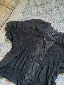 Sheer Black Lace Kimono Cardigan