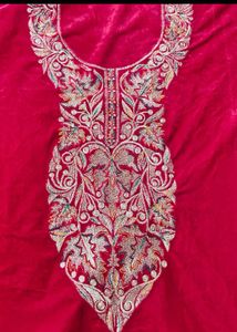 Embroidered Velvet Kurti N Bottom Set
