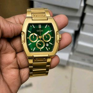 GUESS PHOENIX Men Rectangle Gold Tone Dial Analog
