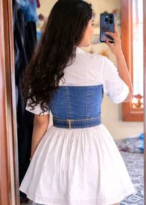 Chic Denim &amp; White Dress