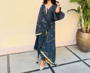 Its a beautiful anarkali type bell sleeve article