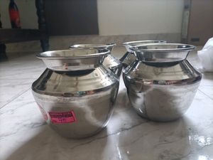 Steel mondha Vessel/ Chamboo Water Pot Small