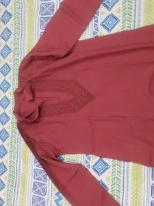Embroidered Red Kurta