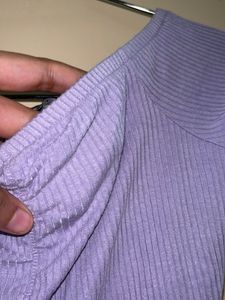 Cute Off-Shoulder Ribbed Top