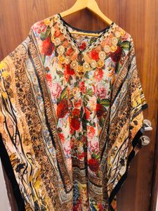 Bohemian Floral Print Kaftan Gown