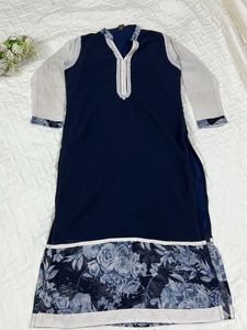 Elegant Navy Blue Floral Kurta