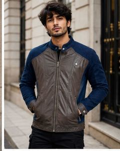 Roadster Men's Denim &amp; Brown Leather Jacket