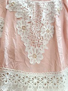 Women's Pink Off-Shoulder Boho Lace Crochet Top |
