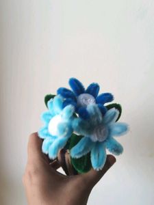 Handmade Blue Pipe Cleaner Flower Bouquet
