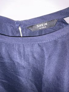 Shein Navy Blue Tulle Sleeve Top