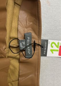 Tan Faux Leather Wrap Skirt