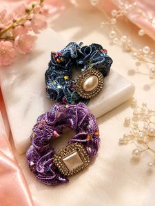 Set of 2 Embellished Scrunchies