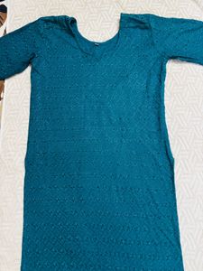 Teal Textured Kurta