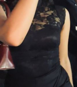 Black Lace Mock Neck Top