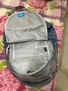 Stylish Blue &amp; Grey Backpack with Gold Accents
