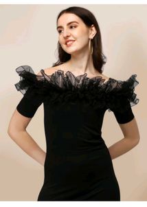 Chic Black Off-Shoulder Ruffle Dress