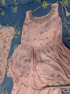 Elegant Pink Sharara Suit Set
