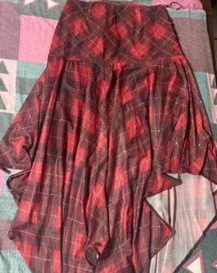 Chic Red Plaid Asymmetrical skirt