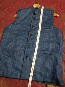 Men's Blue Check Nehru Jacket