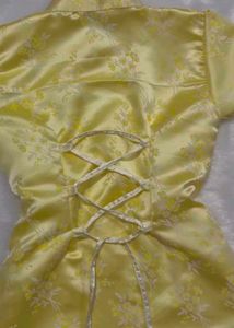 Yellow Printed Mandarin Collar Top