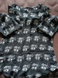 Black Elephant Print Top