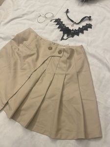 Pleated Tan Mini Skirt