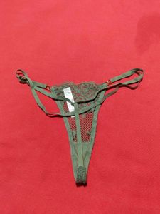 Olive Green Lace Thong Panty